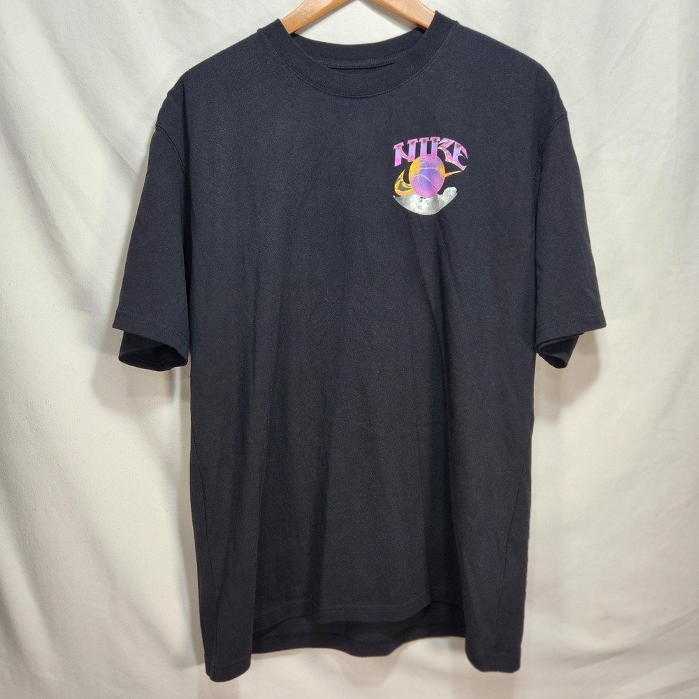 Nike Basketball Graphic T-Shirt Loose Fit Size Medium Black